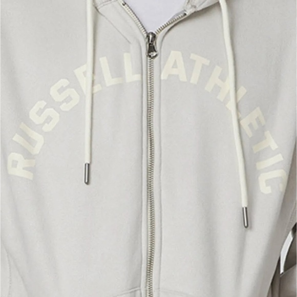 Russell Athletic Men's Cream Zip-Up Hoodie - Picture 2 of 8